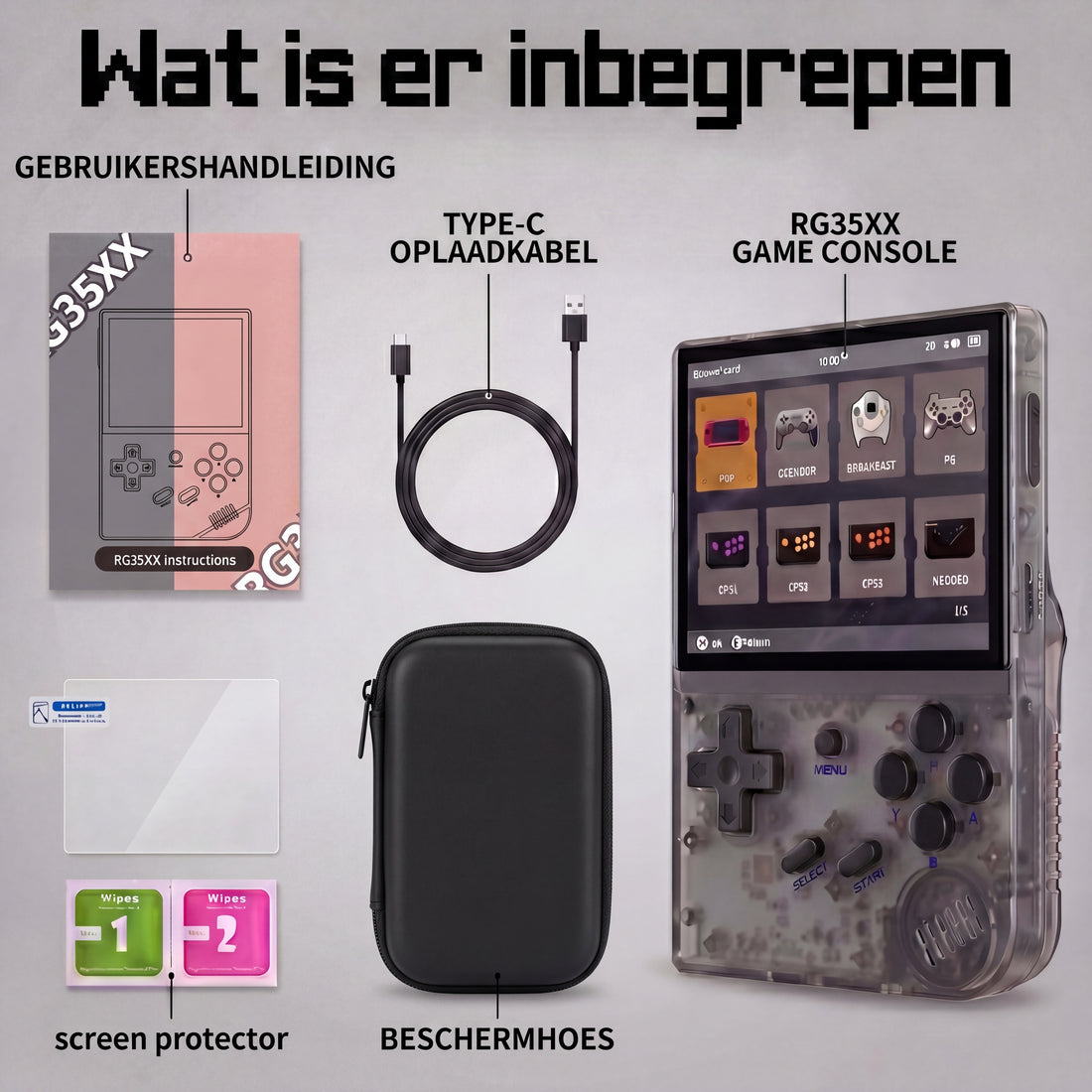 Anbernic RG35XX Retro Game Console – 5500 Classic Games, inclusief Beschermhoes
